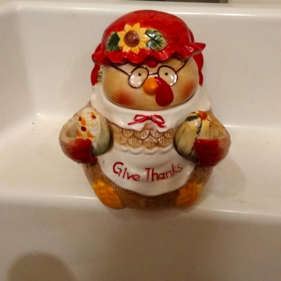 Vintage Give thanks Turkey serving dish with salt and pepper shakers - Picture 1 of 7